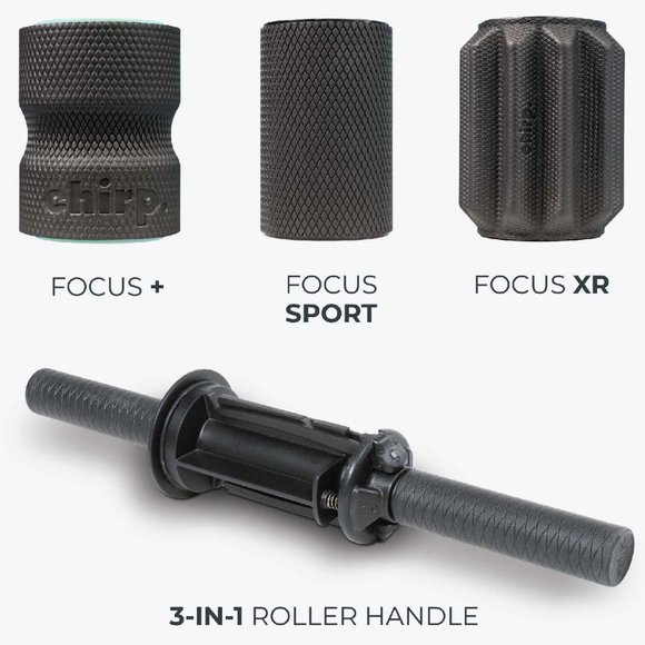 NWOT Chirp 3-in-1 Muscle Roller, Handle + 3 Wheels, Massage, Pain Relief, 16.5"L - Picture 3 of 11